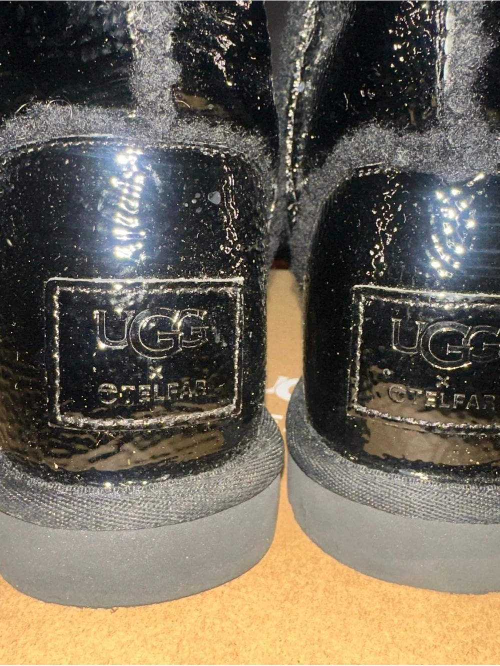 UGG/Telfar Black Patent Leather Boots